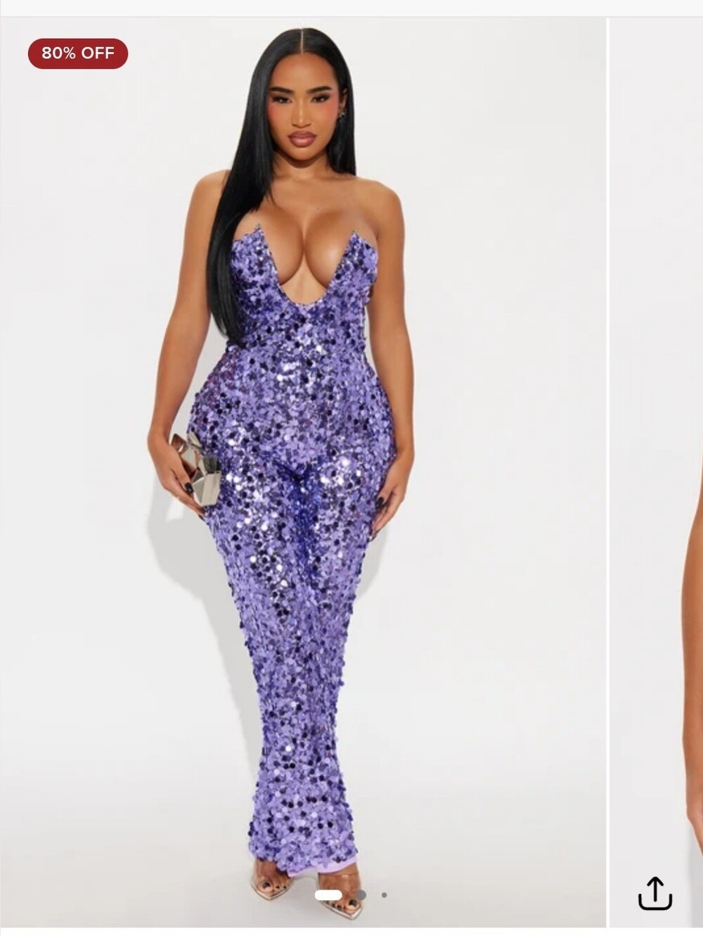 Fashion Nova Lavender Sequin Plunge Jumpsuit